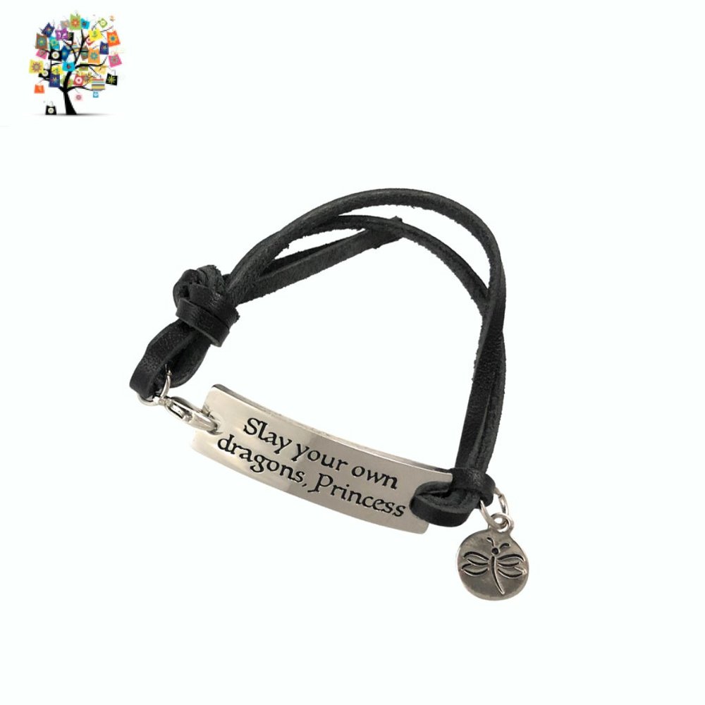 Leather Bracelet "Slay Your Own Dragon Princess" to Motivate and Inspire - Picture 3 of 5